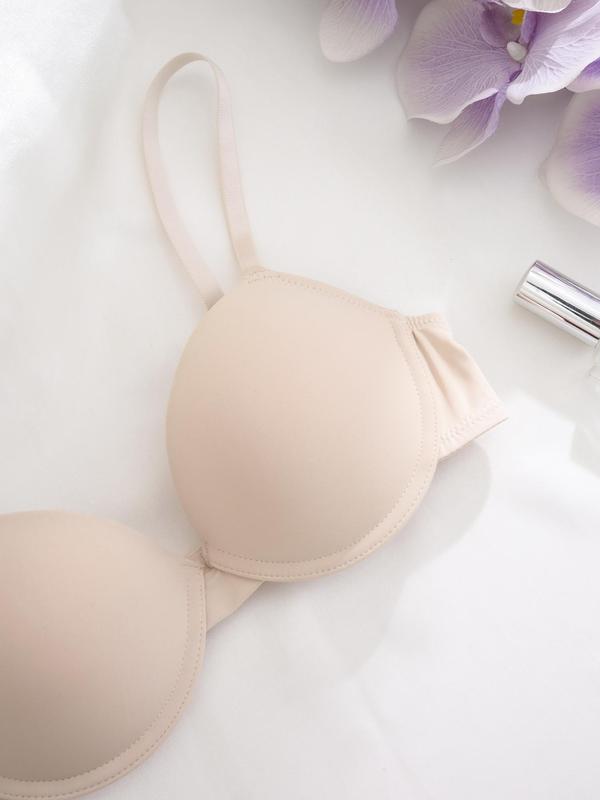 Women's Solid Color Underwire Bra, Adjustable Strap Push Up Bra, Soft Comfortable Breathable Lingerie for All Seasons